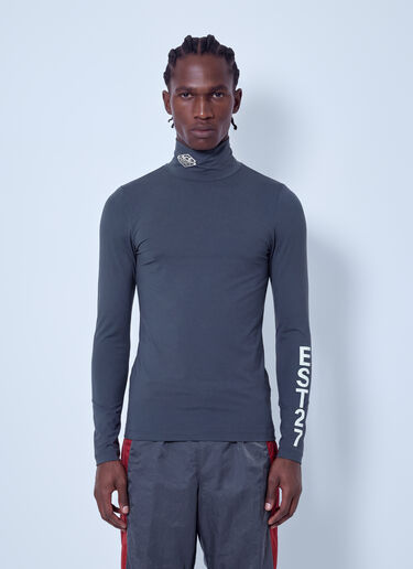 LN-CC® - Lacoste: Runway High Neck Printed Stretch T-shirt - Grey Lacoste Runway High Neck Printed Stretch T-shirt Grey lac0166004