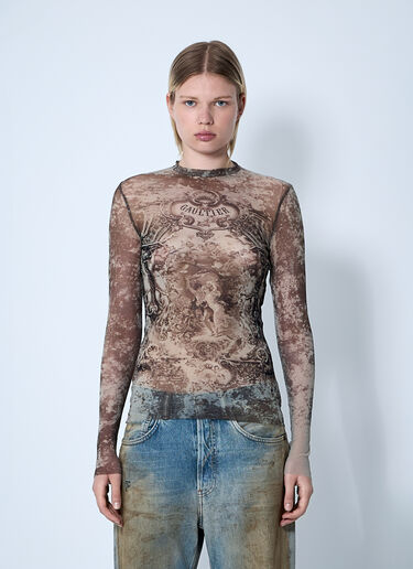 Jean Paul Gaultier Médaillon Mesh Top Beige jpg0261005