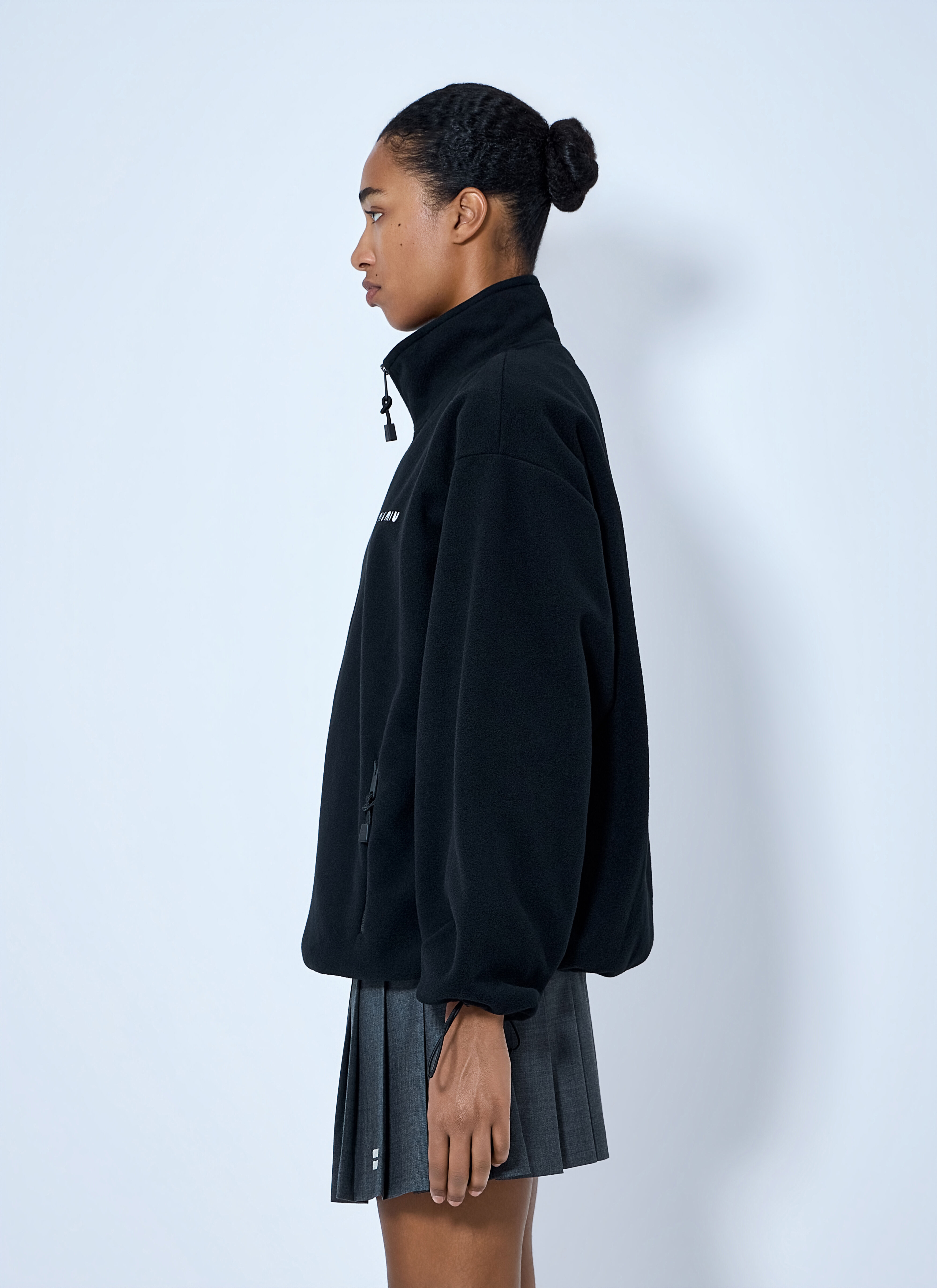 Miu Miu レディース ハーフジップ フリース スウェットシャツ の