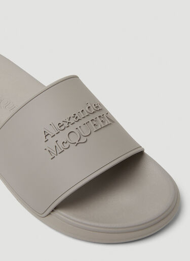 Alexander McQueen Logo Embossed Slides Grey amq0149033