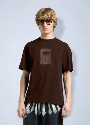 Palm Angels Brushed Palm Tree Regular Tee Brown pma0166112