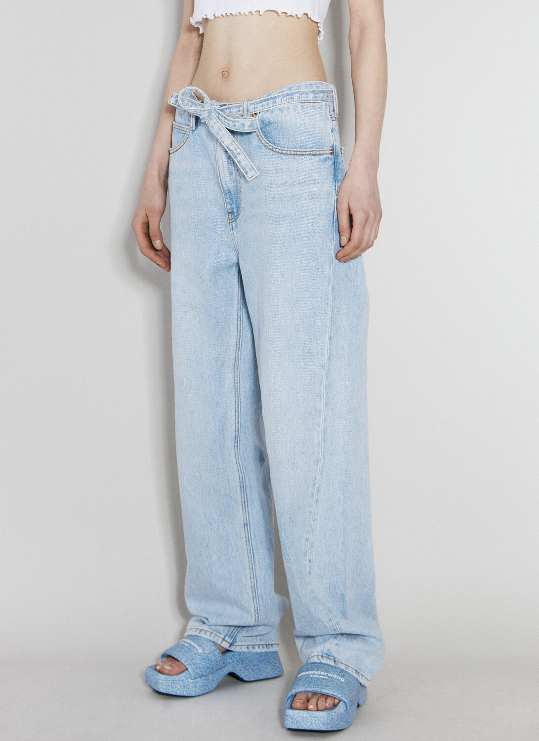 Shop Alexander Wang Balloon Belted Jeans In Blue
