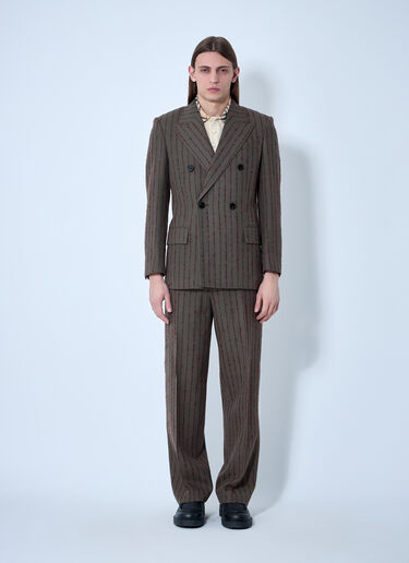 Burberry Striped Wool Tailored Blazer Dark Brown bur0159015