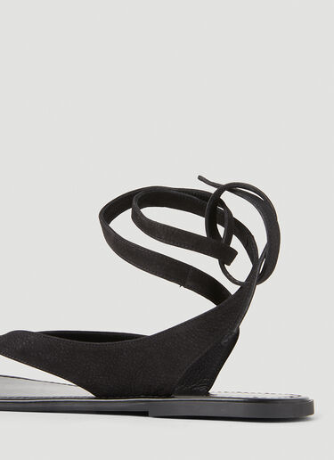 The Row Leather Flat Sandals Black row0253010