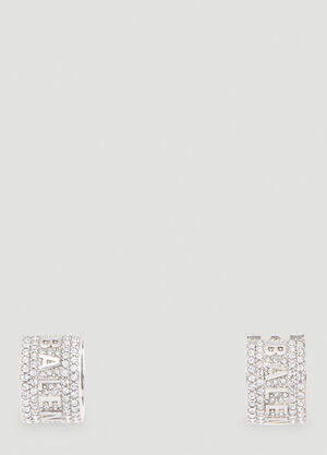 Marc Jacobs XL Logo Hoop Earrings Silver mcj0255004