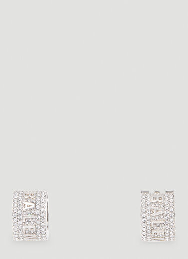 Balenciaga XL Logo Hoop Earrings Silver bal0253097