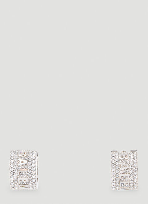 Balenciaga XL Logo Hoop Earrings Silver bal0252104