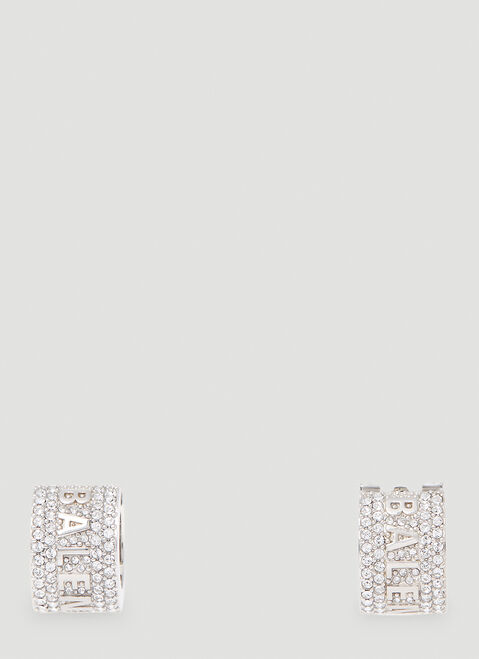 Balenciaga XL Logo Hoop Earrings Silver bal0252104