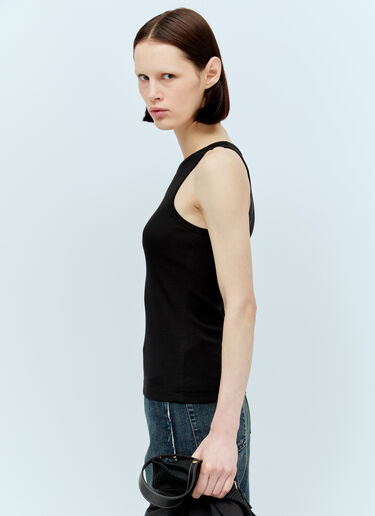 GANNI Soft Cotton Rib Tank Top Black gan0256048