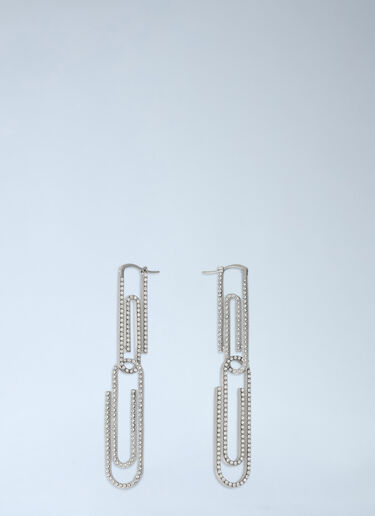 LN-CC® - Off-White: Paperclip Strass Earrings - Grey Off-White Paperclip Strass Earrings Grey ofw0264440