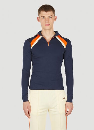 Jazz Half Zip Top Wales Bonner Jazz Half Zip Top Blue wbn0150009