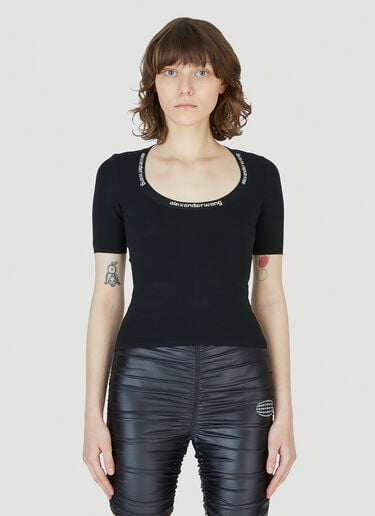 로고 테이프 티셔츠 Alexander Wang 로고 테이프 티셔츠 블랙 awg0247052