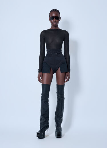 LN-CC® - Rick Owens: Long Sleeve Wool Silk Tee - Black Rick Owens Long Sleeve Wool Silk Tee Black ric0266009