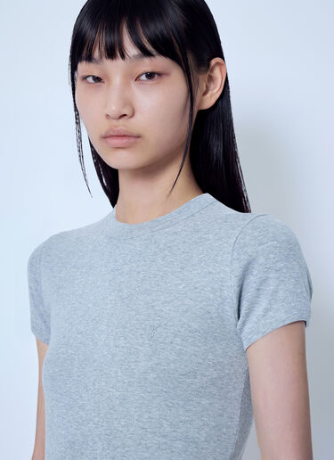 LN-CC® - Saint Laurent: Cassandre Fitted T-Shirt - Grey Saint Laurent Cassandre Fitted T-Shirt Grey sla0265006