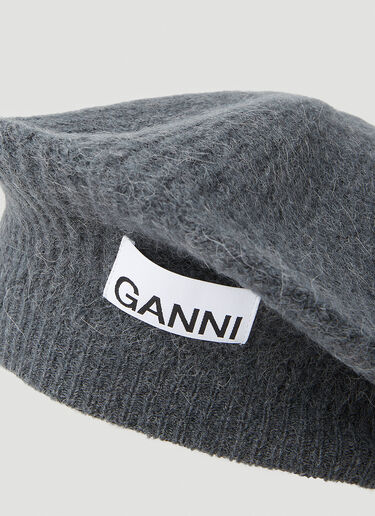 GANNI Logo Patch Beret Black gan0253060