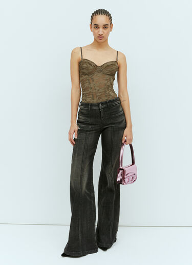 SAVAGE X DIESEL Camo-Lace-Corset Slip Top Brown dsf0258008