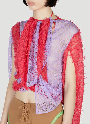 LN-CC® - Kiko Kostadinov: Lace Draped Top - Red Kiko Kostadinov Lace Draped Top Red kko0252004