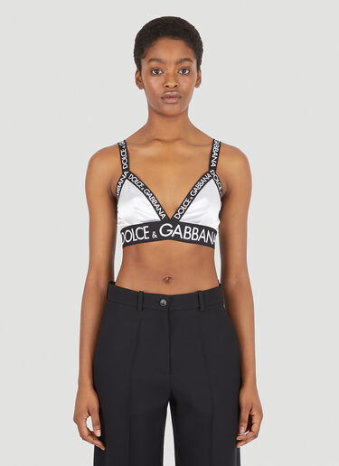 Balmain Logo Band Stretched Bra in Black