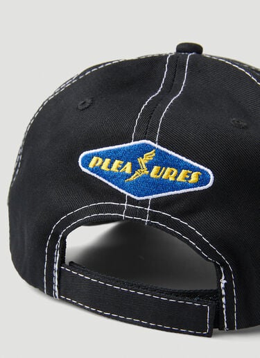 Pleasures Logo Motif Baseball Cap Black pls0146035