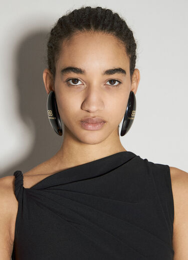 Oval Logo Plaque Earrings Balenciaga Oval Logo Plaque Earrings Black bal0255088