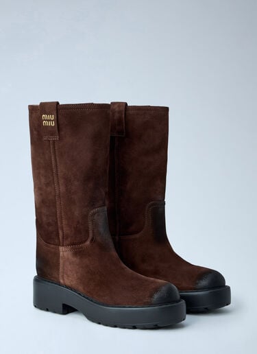 Miu Miu Suede Boots Brown miu0266004