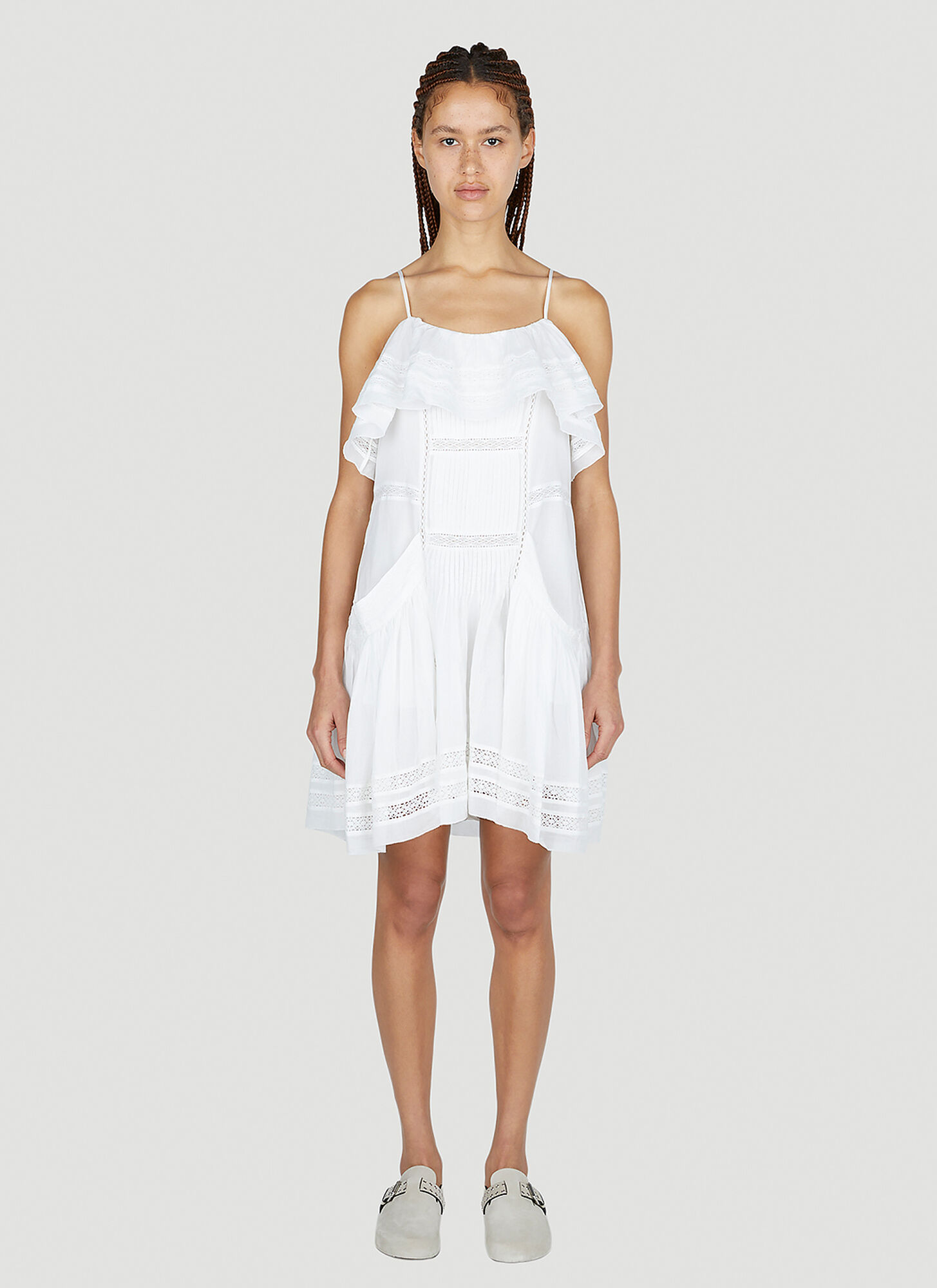 Isabel Marant Étoile Ruffled Broderie Anglaise Mini Dress In White