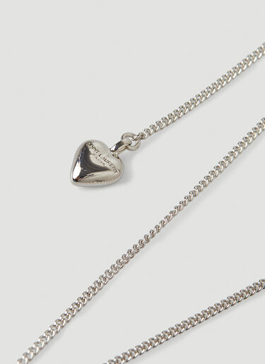 Saint Laurent Double Heart Necklace Silver sla0249251
