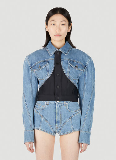 Mugler Corset Panel Denim Jacket Blue mug0251003