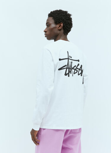 Stüssy 로고 프린트 긴팔 티셔츠 화이트 sts0153036