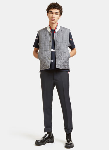 Thom Browne Quilted Anchor Embroidered Gilet Grey thb0127034