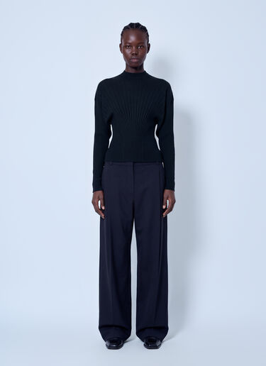 LN-CC® - Sportmax: Ribbed Knit Sweater - Black Sportmax Ribbed Knit Sweater Black spx0266004