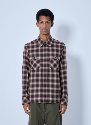 LN-CC® - Moncler Grenoble: Checked Long Sleeve Shirt - Brown Moncler Grenoble Checked Long Sleeve Shirt Brown mog0165024