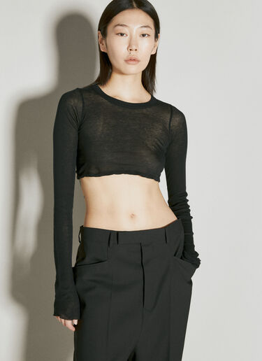 Rick Owens Crop Long-Sleeve Top Black ric0255018