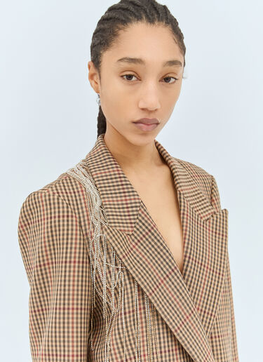 Crystal Embellished Wool Blazer Dries Van Noten Crystal Embellished Wool Blazer Brown dvn0258016