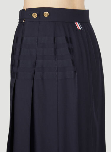 Four Bar Pleated Wool Midi Skirt Thom Browne Four Bar Pleated Wool Midi Skirt Navy thb0253024