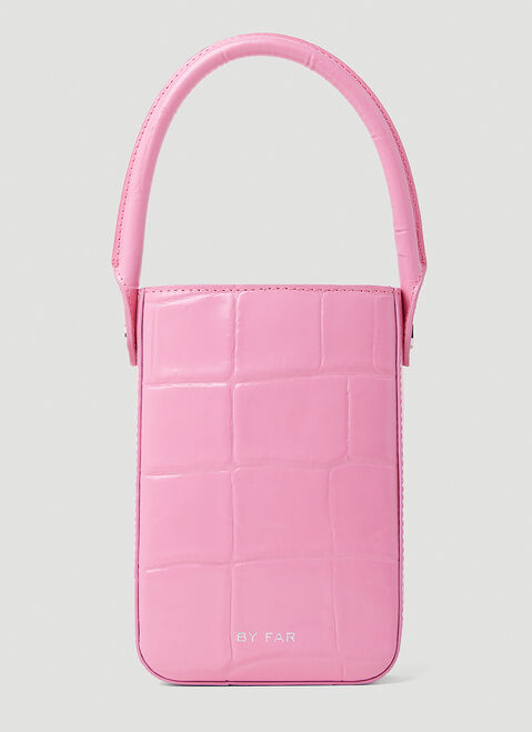 BY FAR Note Lipstick Croc Embossed Handbag Beige byf0253022