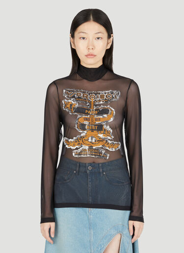 Y/Project Paris' Best Long-Sleeve Mesh Top Black ypr0254012