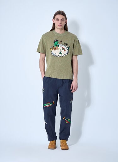 Embroidered Short Sleeve Sweater Brain Dead x SOUTH2 WEST8 Embroidered Short Sleeve Sweater Olive brw0160001