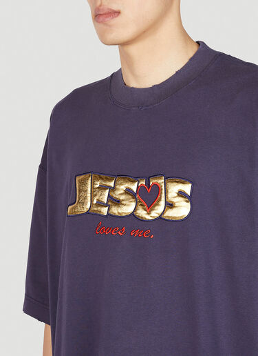 VETEMENTS Jesus Loves Me T-Shirt Navy vet0151012