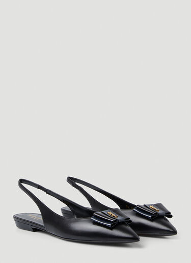 Saint Laurent Anais Bow Flat Sandals Black sla0249114