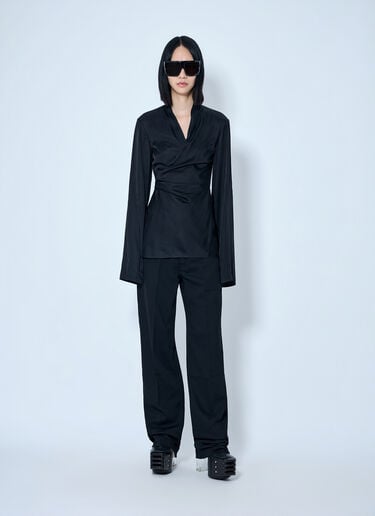 LN-CC® - Rick Owens: Laura Satin Wrap Top - Black Rick Owens Laura Satin Wrap Top Black ric0265013