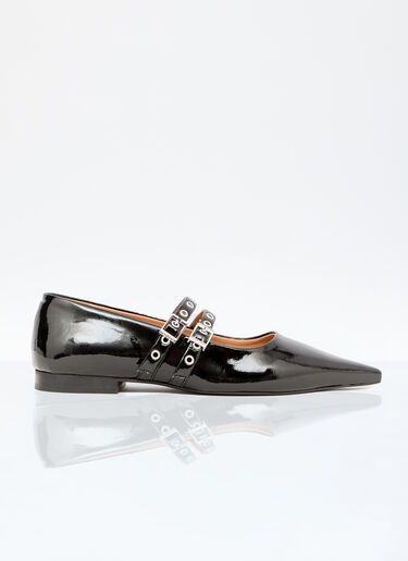 GANNI Eyelets Ballerina Flats Black gan0256037