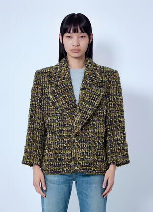 Saint Laurent Single-Breasted Jacket in Tweed Green sla0265017