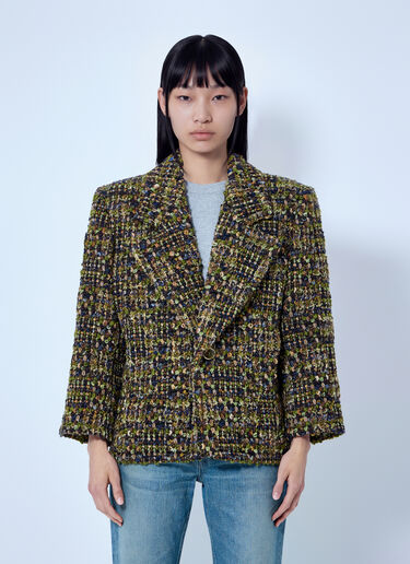 Saint Laurent Single-Breasted Jacket in Tweed Green sla0265017