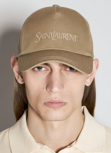 Saint Laurent Logo Embroidery Baseball Cap Beige sla0156052