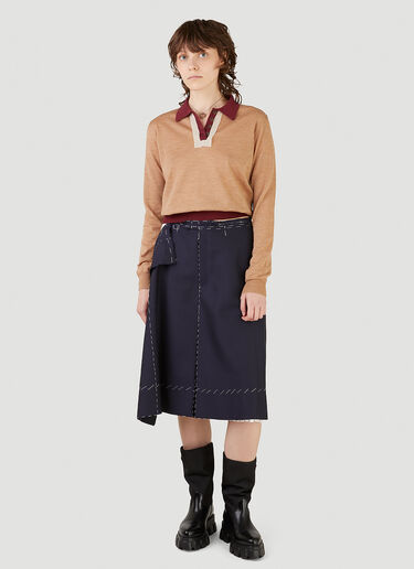 Maison Margiela Contrast-Panel Skirt Shorts Blue mla0245008