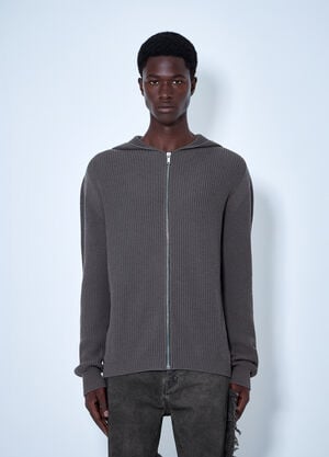 Rick Owens Wool Zipped Hoodie Grey ric0165067