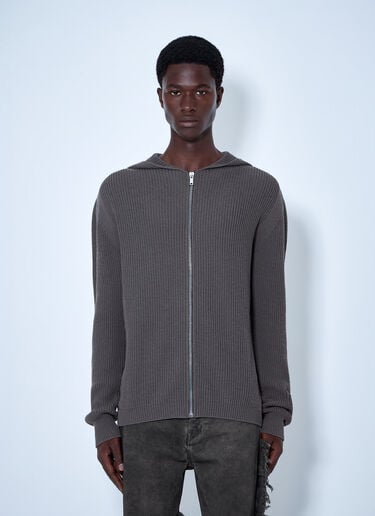 Rick Owens Wool Zipped Hoodie Grey ric0165067