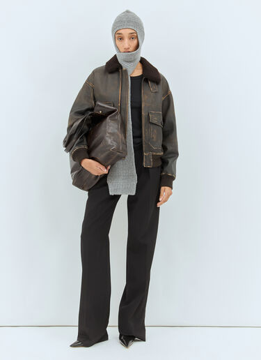The Row Adonis Leather Jacket Black row0258017