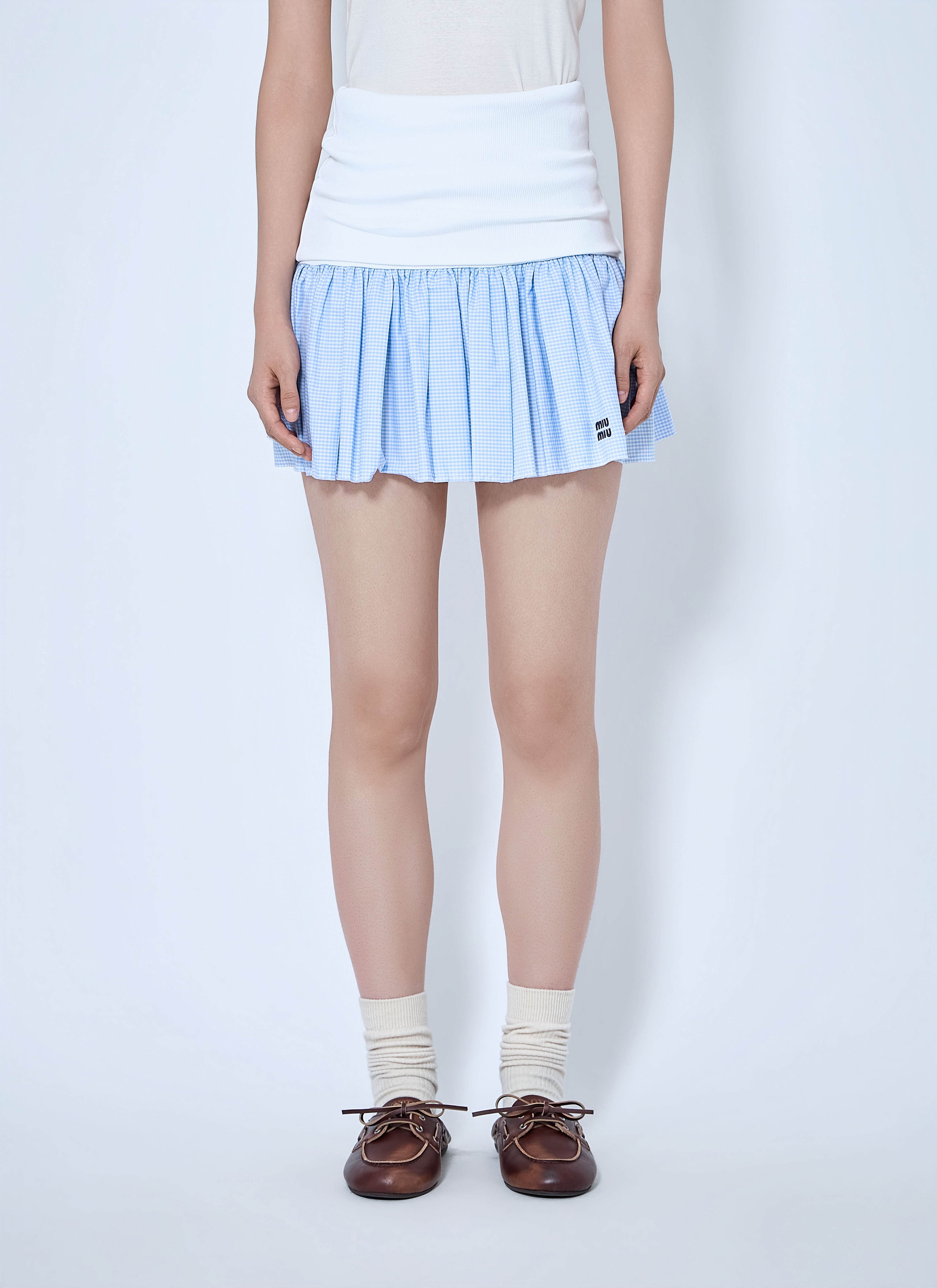 miumiu Miu Miu ブークレ ミニスカート ブルー ミュウミュウ(MiuMiu)ウィメンズアパレル、バッグ＆シューズ|今すぐLN